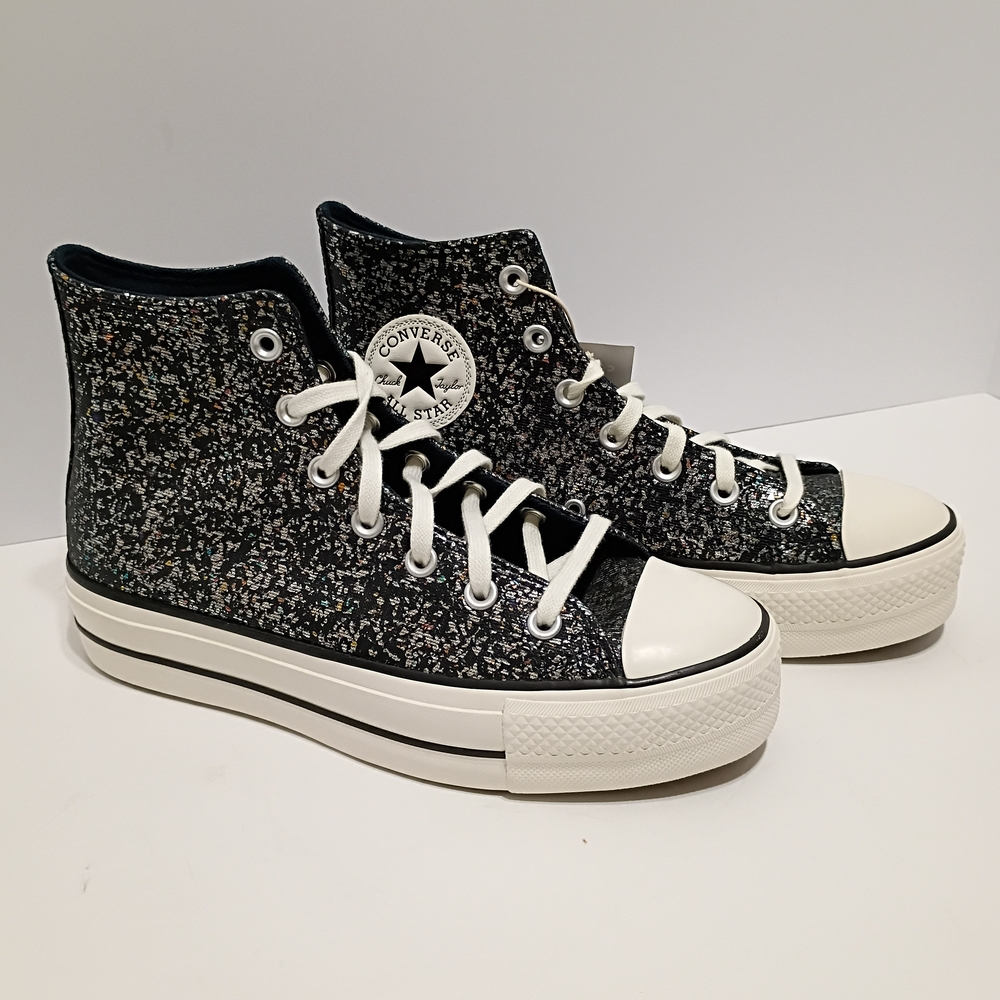 Converse CT All Star Into The Void Black Glitter Lift Platform Sneakers - Picture 3 of 9